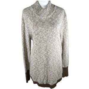 LL‎ Bean Signature Knit Mock Neck Sweater Women's Size Large Cotton Linen Blend